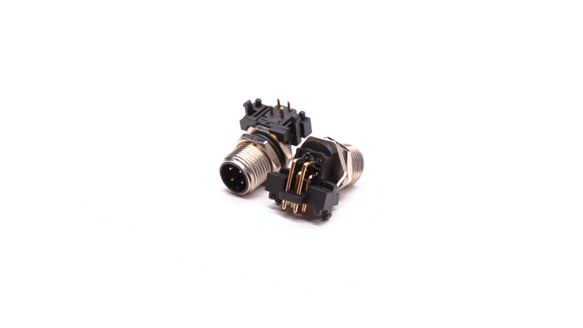 M12 4Pin Connector Video - M12 Right Angle PCB Connector Waterproof 4Pin Male A-Code Front Panel Mount