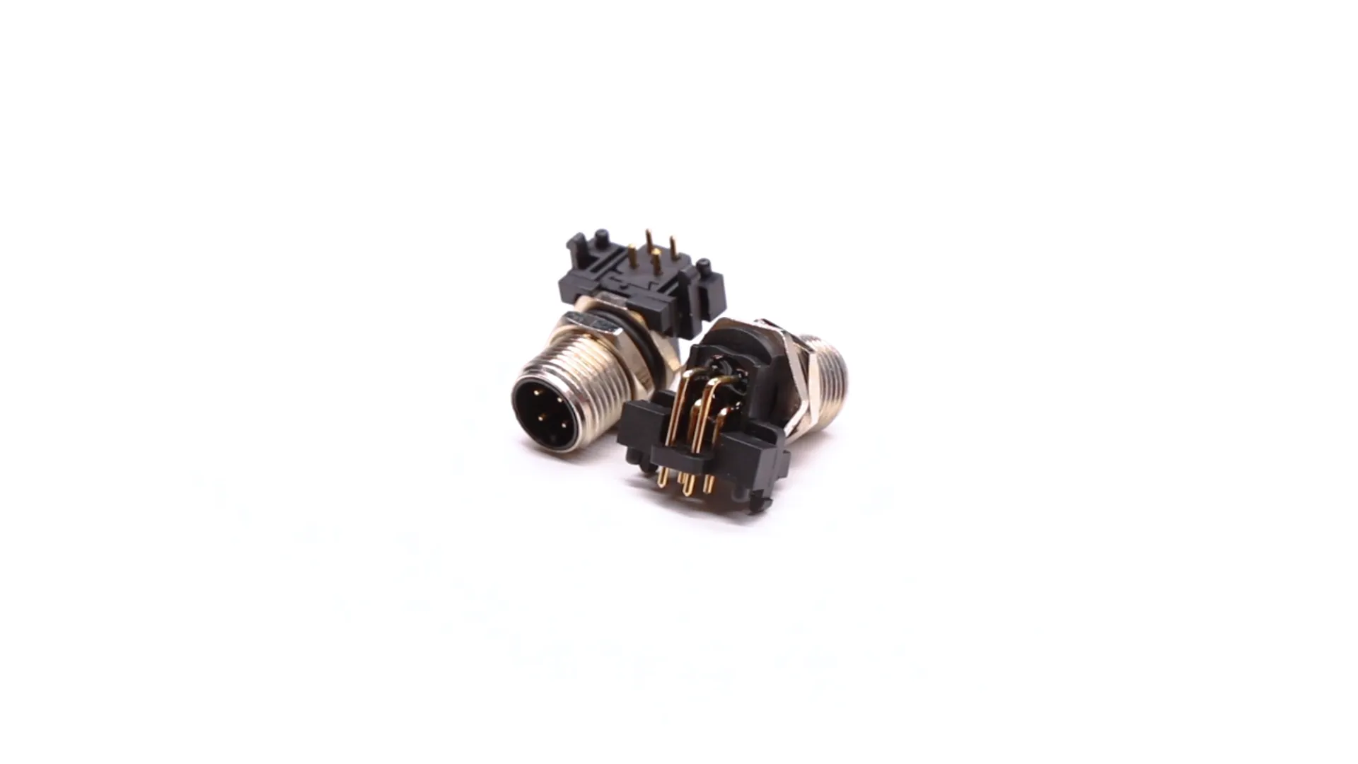 M12 4Pin Connector Video - M12 Right Angle PCB Connector Waterproof 4Pin Male A-Code Front Panel Mount