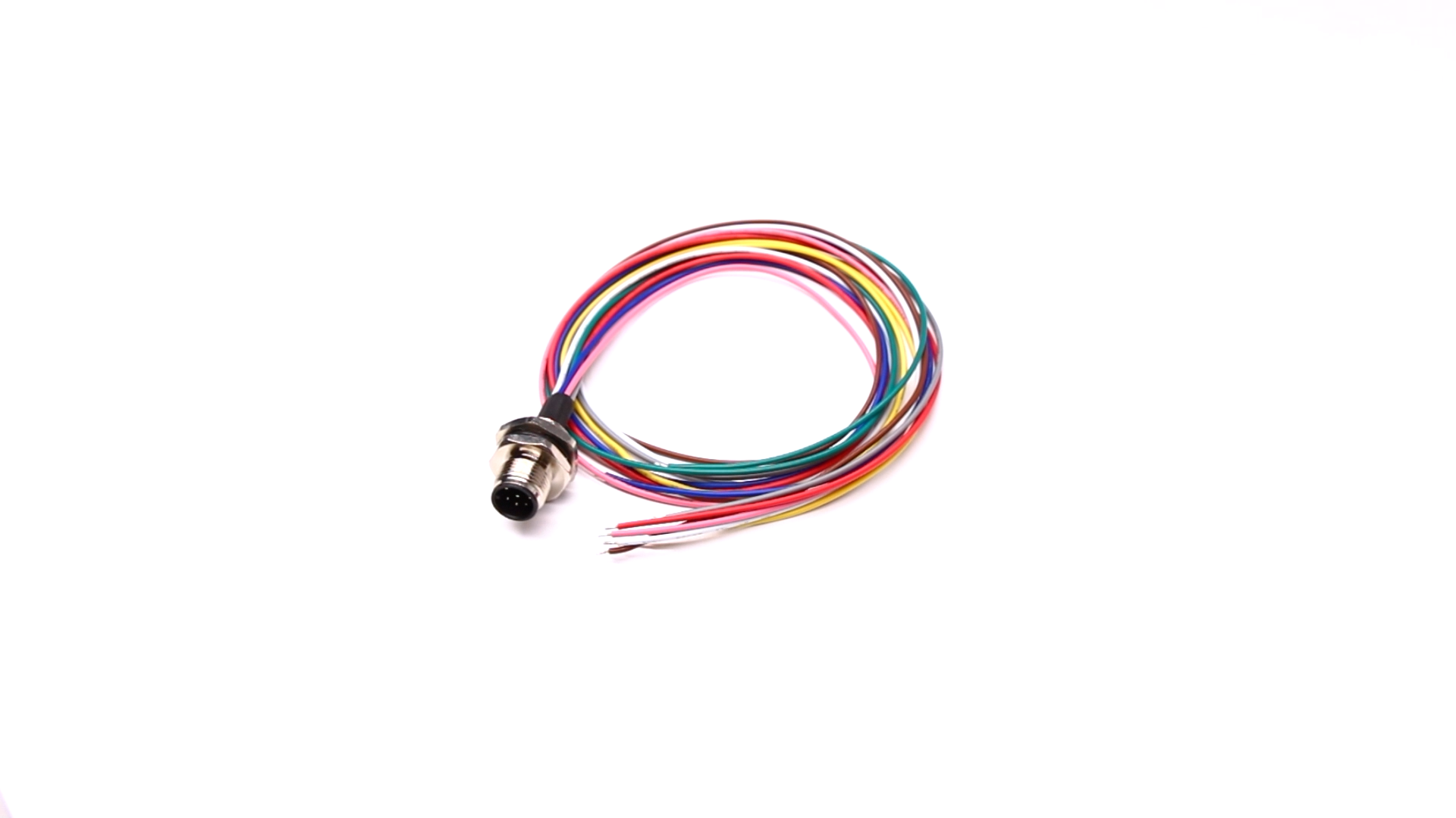 M12 8Pin Connector Video - M12 8-Pin Panel Mount Circular Connector with Electronic Wires 50CM AWG24 for Factory Automation A Code