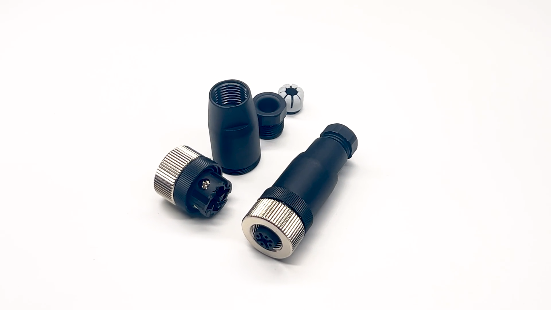 M12 Connector Video - M12 4 Pin A-Coding Female Plug Screw-Joint for Cable