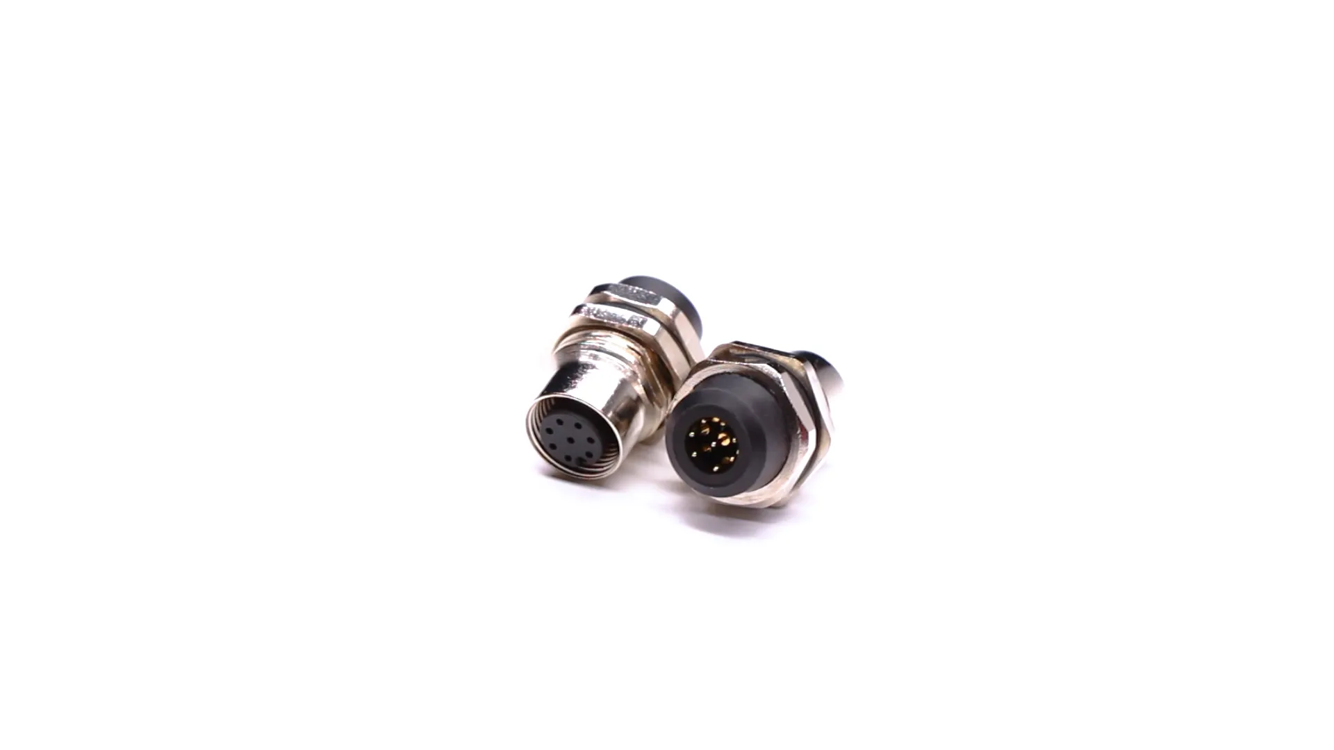 M12 8Pin Waterproof Connector Video - M12 8 Pin A-Coding Panel Mount Female Connector, Straight, PCB Mount, Front Bulkhead, IP68