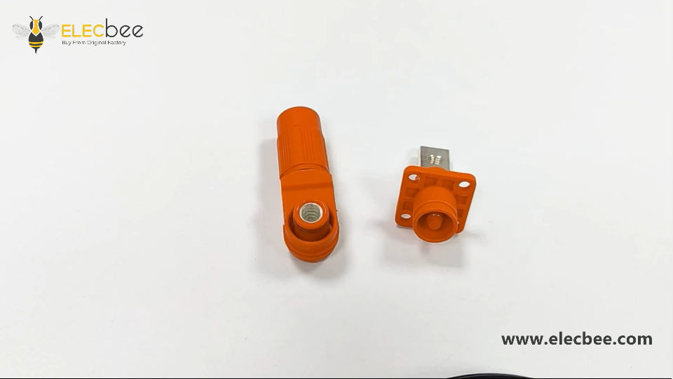 Exibição de instalação laranja do novo conector HV de energia