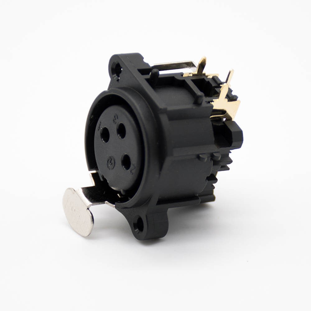 Elecbee Combo XLR Jack 3 Pole Female XLR 90° Cable Receptacle With Lock Switch