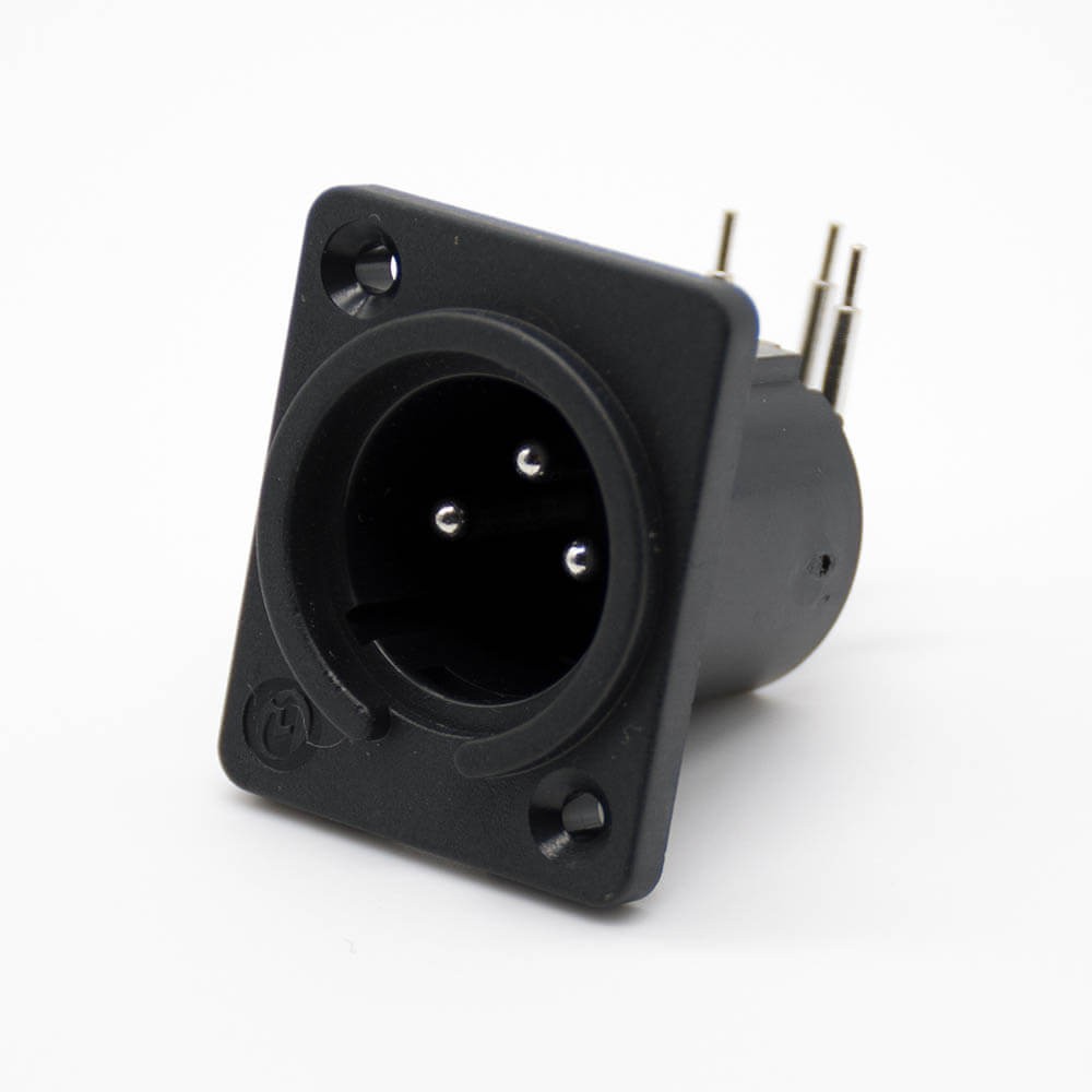 Elecbee XLR Jack 3 Pole Vertical Type XLR Male 90° Audio Mixer Cannon Connector