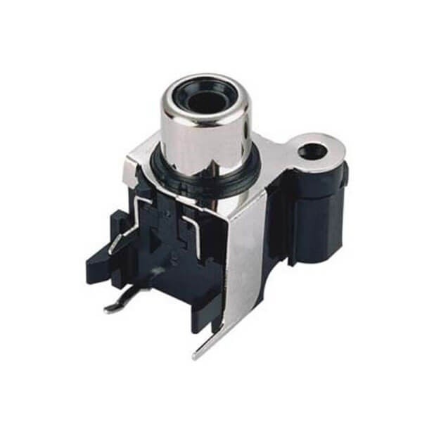 Elecbee PCB Mouting RCA Coaxial Connector 90 Degree Black Female Horizontal