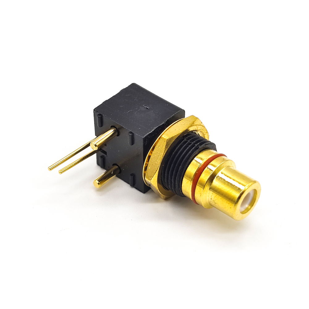 Elecbee PCB Connector RCA Female Angled Gold Plated With Washer and Nuts