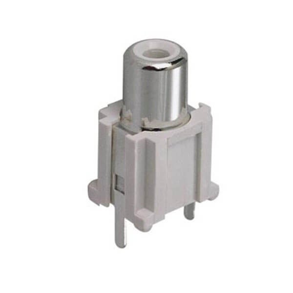 Elecbee PCB Mount RCA Sockets White Connector Zinc Nickel Plated AV Connector