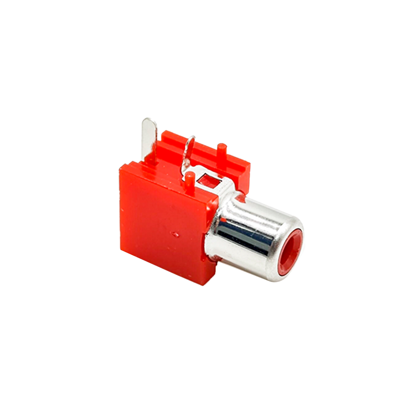 Elecbee RCA Red Color Connector Right Angle Female For PCB Board