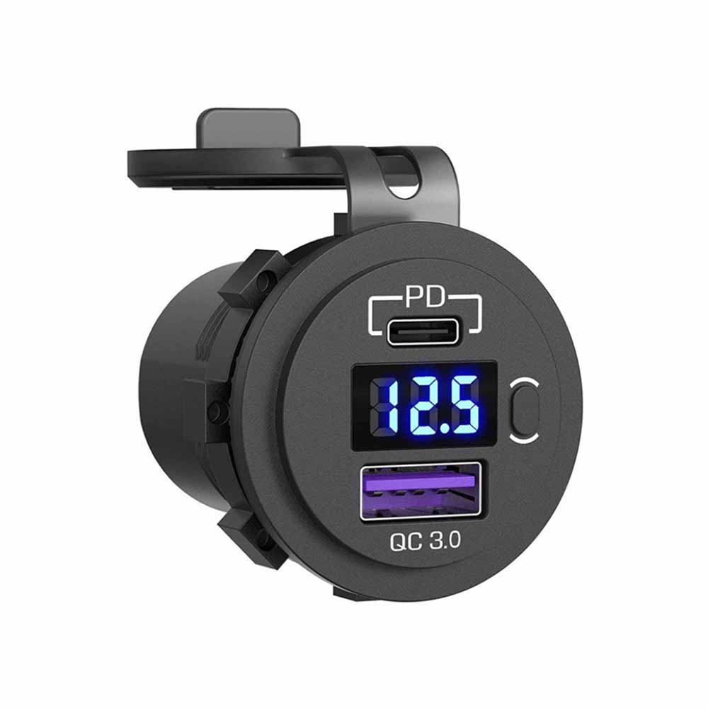 Elecbee 改装车载充电器pd+QC3.0快充TPYE-C充电器带电压开关