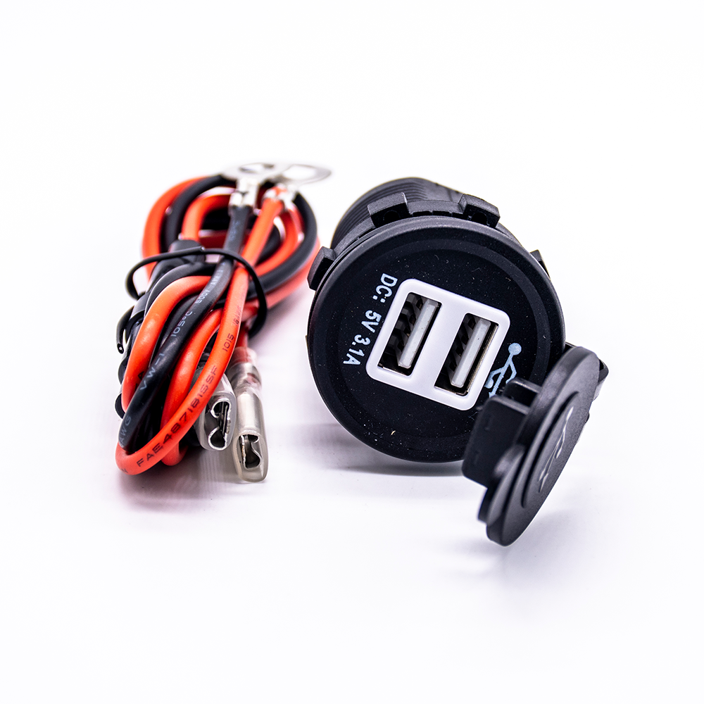 Elecbee USB Charger Car Battery 5V 3.1A Dual Port Through Hole Socket