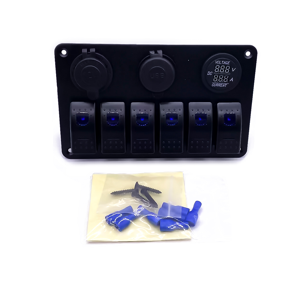 Elecbee Cigarette Lighter Socket For Car 6-position Switch Double USB Voltage And Ammeter