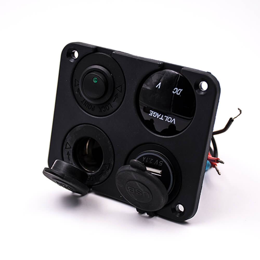 Elecbee Switch Panel Voltmeter 1-position Wiring Double USB Cigarette Lighter Combination Panel
