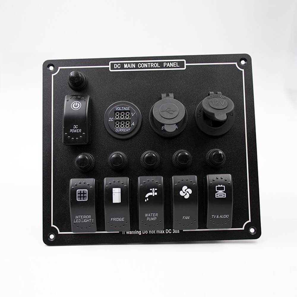 Elecbee USB Car Cigarette Lighter Socket 6-position Switch Double USB Interface Voltage And Ammeter