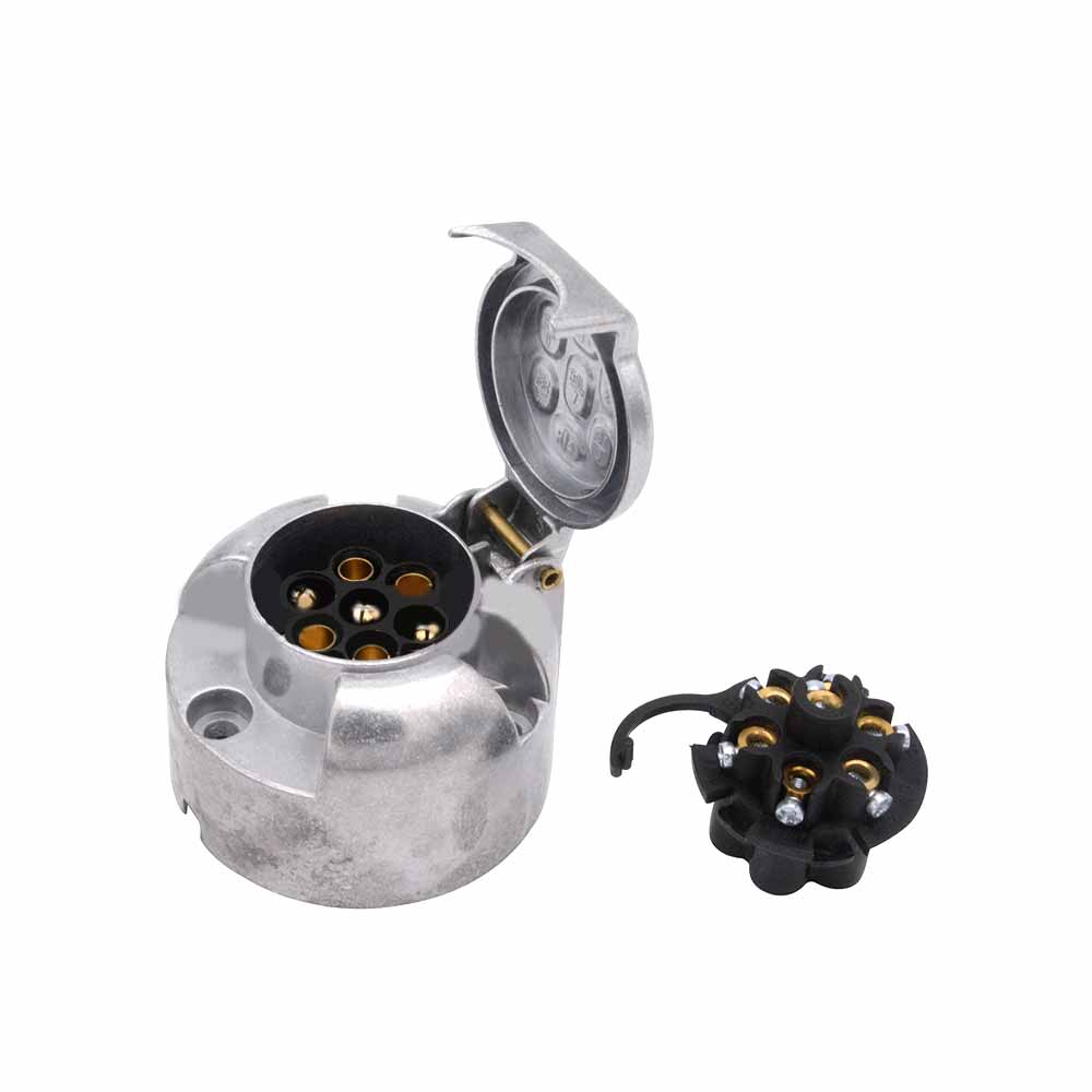 Elecbee 7芯插座铝圆形拖车连接器卡车连接器
