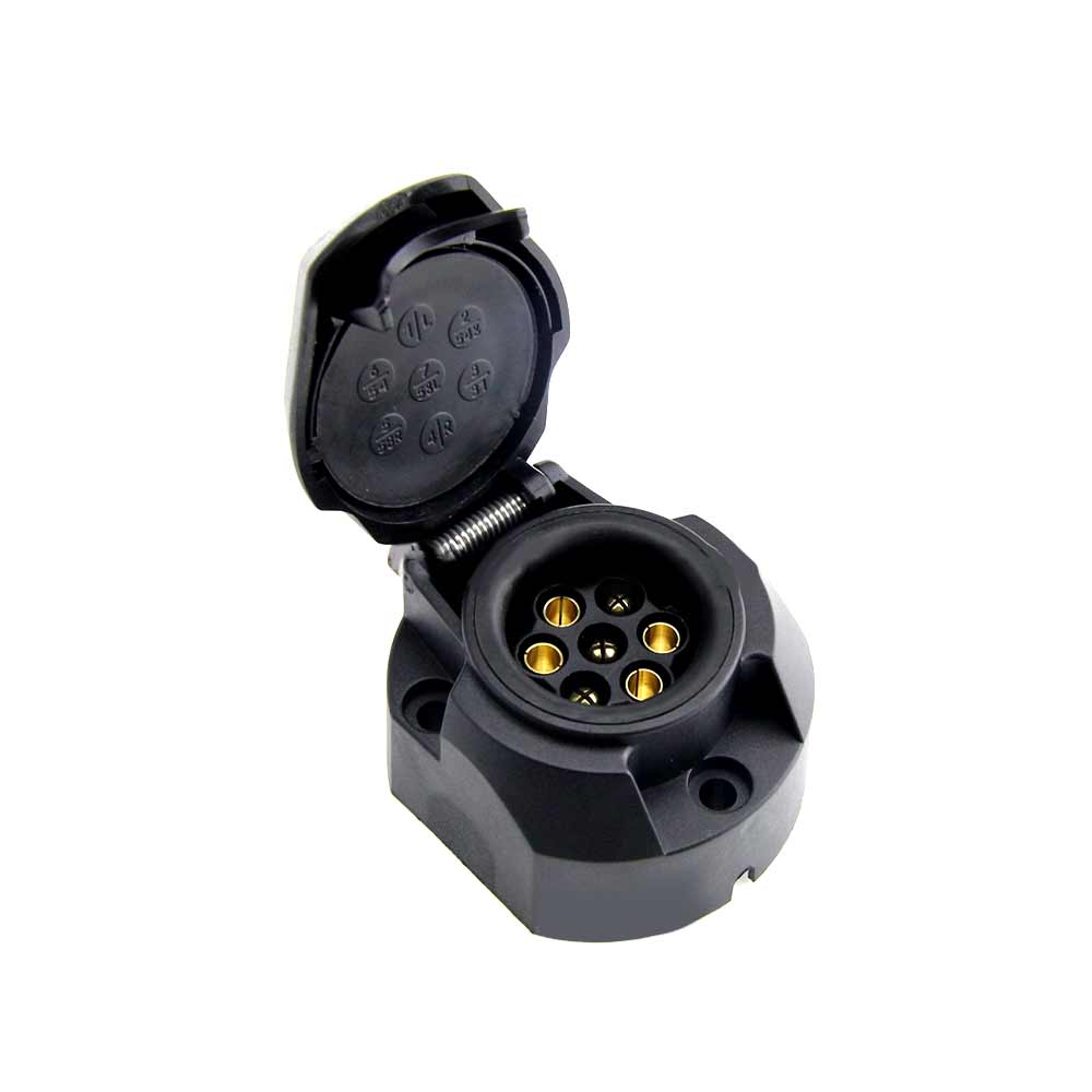 Elecbee 7芯插座插头塑料扁圆形拖车连接器卡车连接器