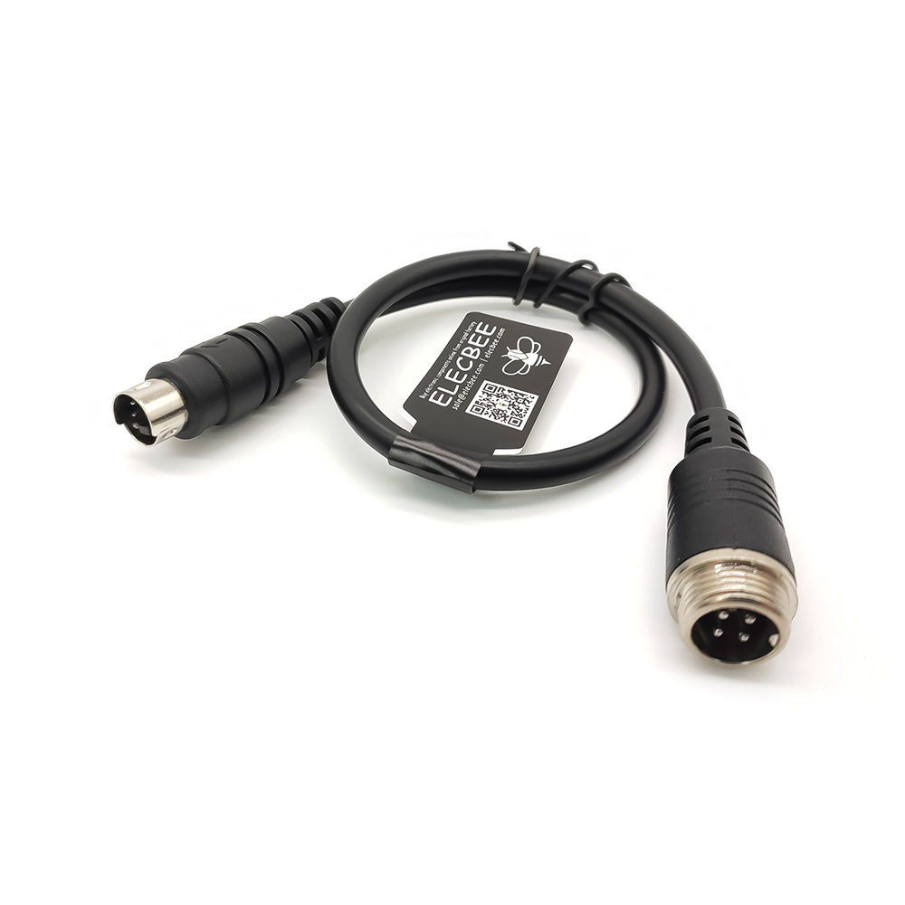 Elecbee 30pcs GX12 Aviation Connector  4pin  straight   Male  to Mini Din straight  Male  with  1M Cable 