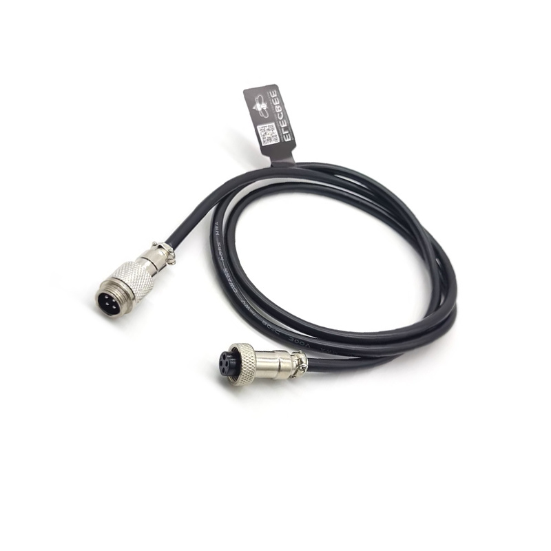 Elecbee GX12 Aviation Connector  4pin  straight   Male  to straight  Female  with  1M Cable