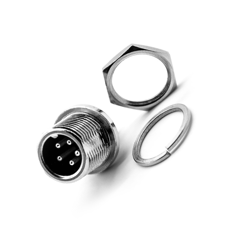 Elecbee GX12 Aviation  connector  male 5pin StraightPanel mount Solder Type  connector