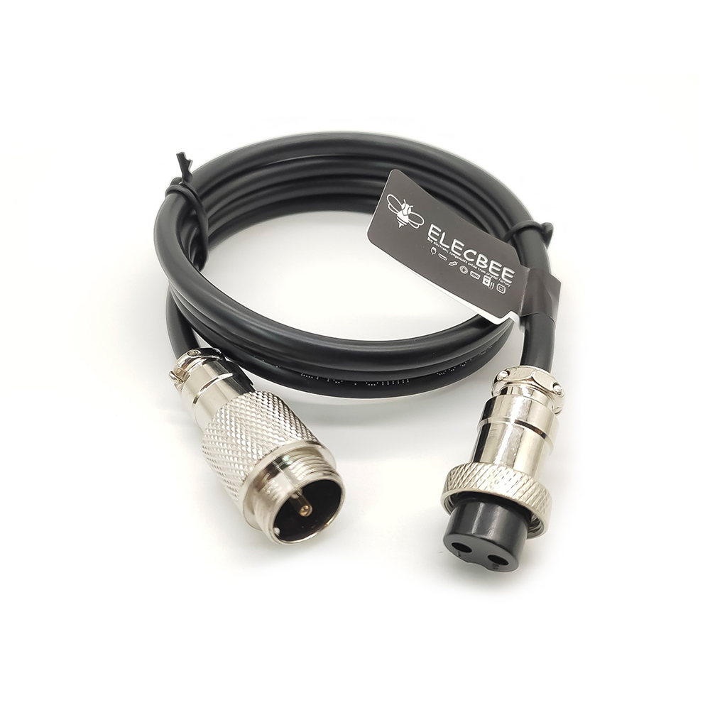 Elecbee GX16 Aviation Connector  2pin  straight   Male  to straight  Female  with  1M Cable