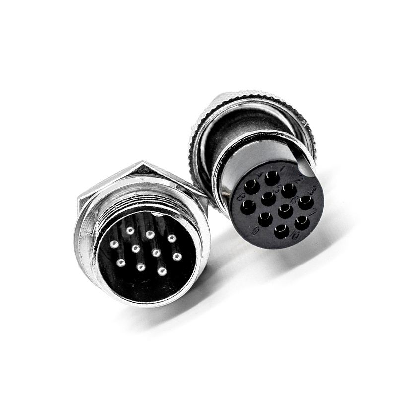 Elecbee GX20 Aviation  connector  Male and Female (one Pair) 10pin StraightPanel mount Solder Type  connector