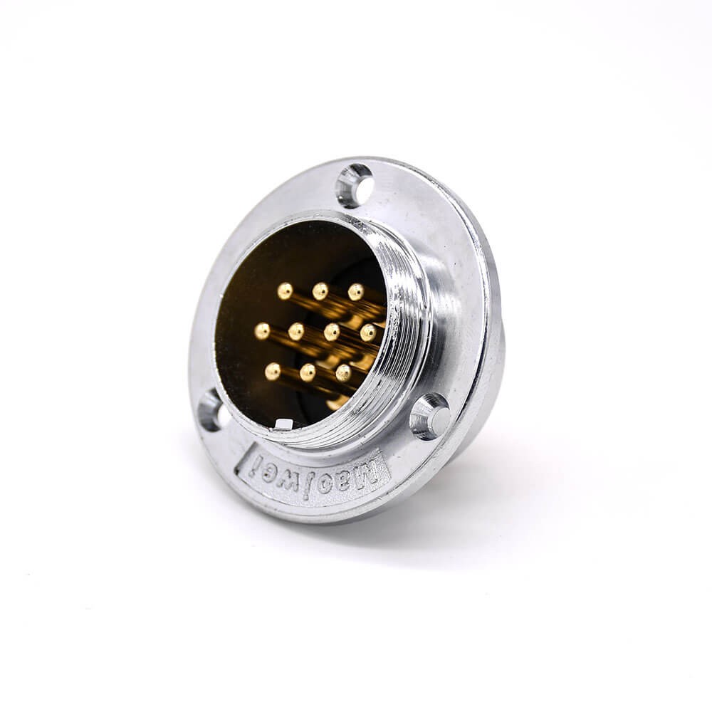 Elecbee Conector de aviación GX48  
 Conector tipo soldadura de brida recta macho de 10 pines
