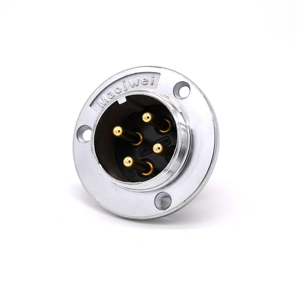 Elecbee Conector de aviación GX48, conector macho de brida recta de 4 pines, tipo conector