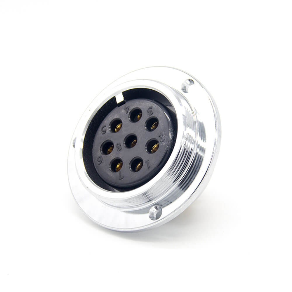 Elecbee Conector de aviación GX48 tipo conector hembra de soldadura de brida recta de 8 pines