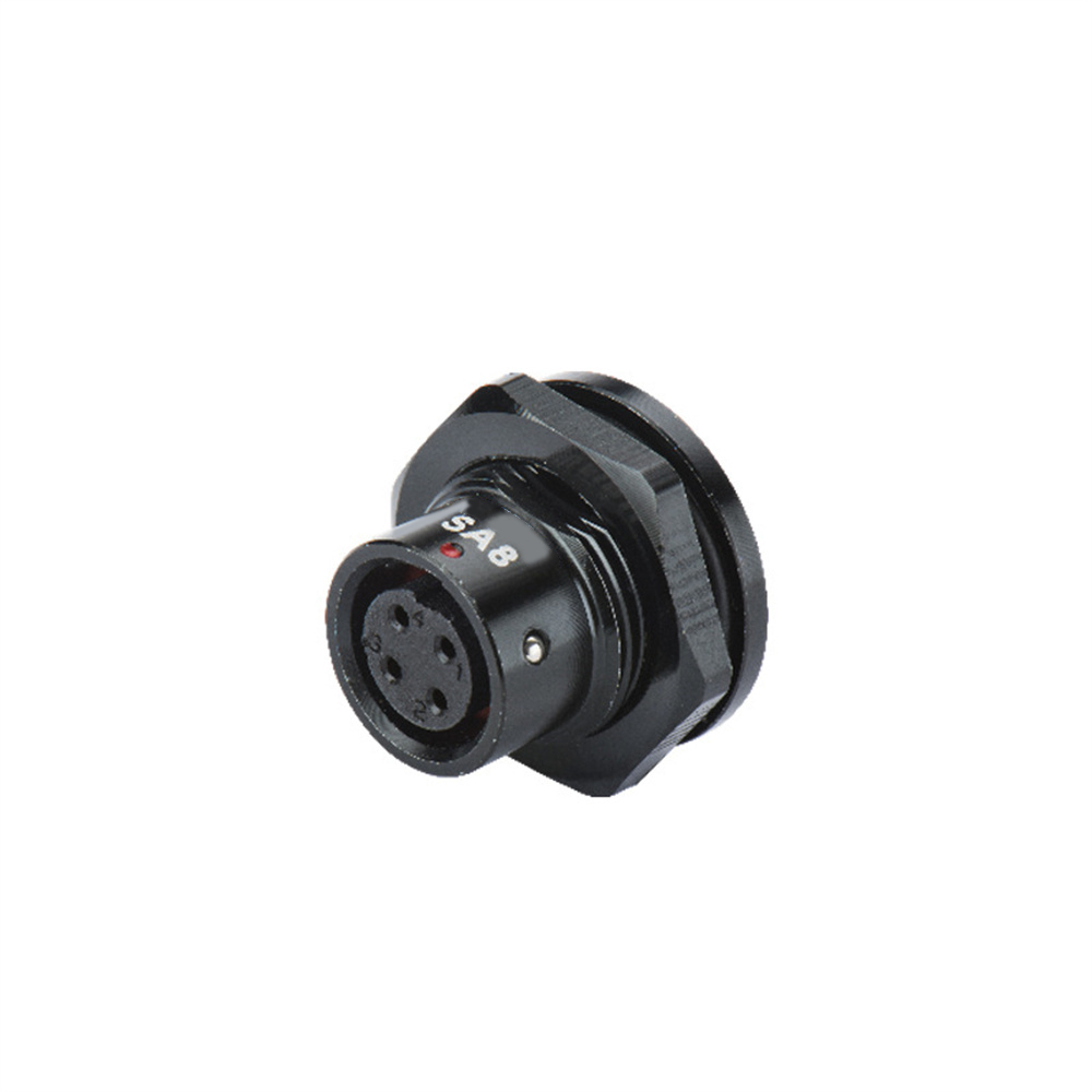 Elecbee SA8 2芯 孔式插座 穿墙面板安装 焊接 黑色