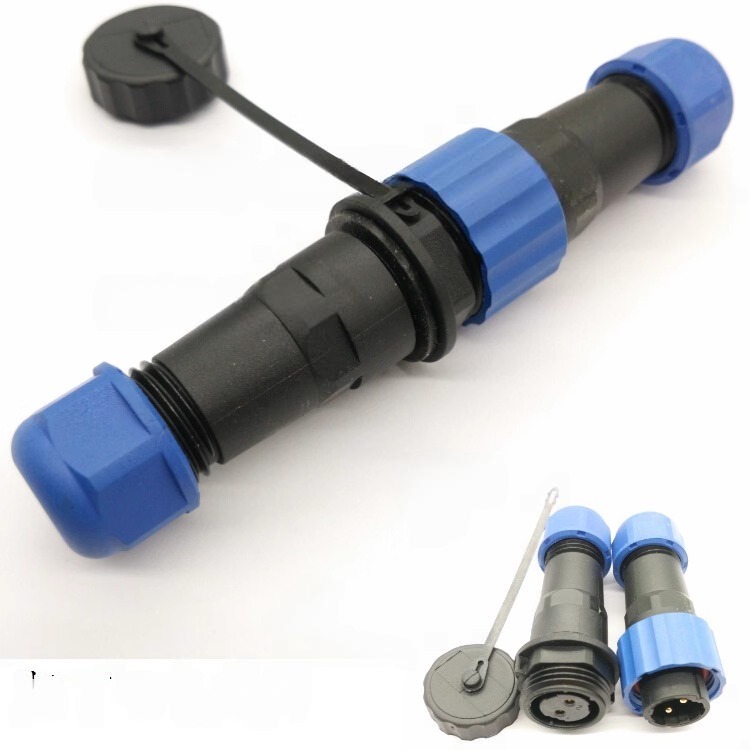 Elecbee SP21 Series Waterproof Aviation connector 2 pin Straight Screw Clamping Male Plug and Female In-line cable Socket one pair