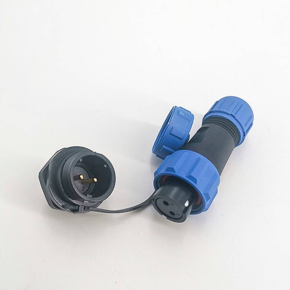 Elecbee SP13 Series Waterproof Aviation connector 2 pin Straight Solder Type Female Plug and Male Rear-nut mount Socket one pair