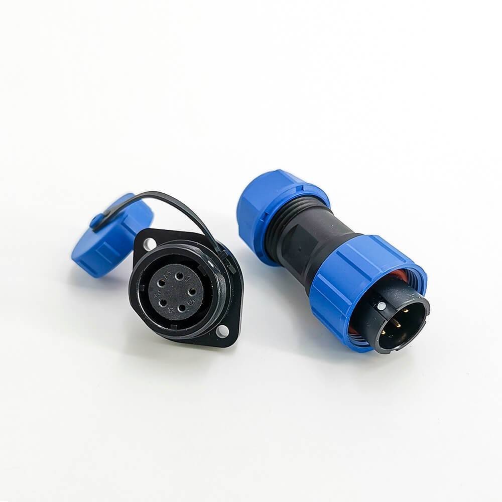 Elecbee SP17 Aviation Connector 5 pin Male Female Set 2Hole Flange Panel Mount Waterproof   Dustproof