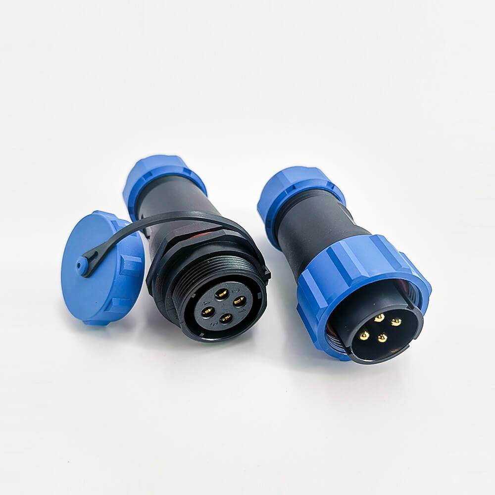 Elecbee SP21 Series Waterproof Aviation connector 4 pin Straight Solder Type Male Plug and Female In-line cable Socket one pair