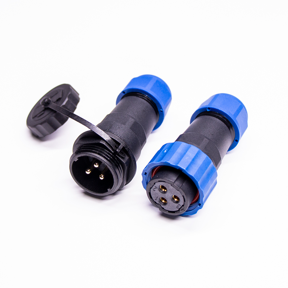 Elecbee SP21 Series Waterproof Aviation connector 3 pin Straight Solder Type Female Plug and Male In-line cable Socket one pair
