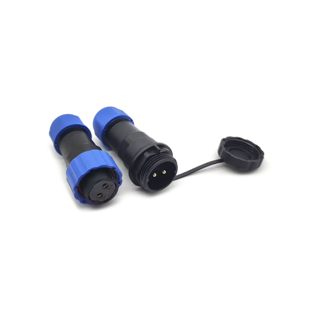 Elecbee SP21 Series Waterproof Aviation connector 2 Pin Straight Solder Type Female Plug and Male In-line cable Socket one pair