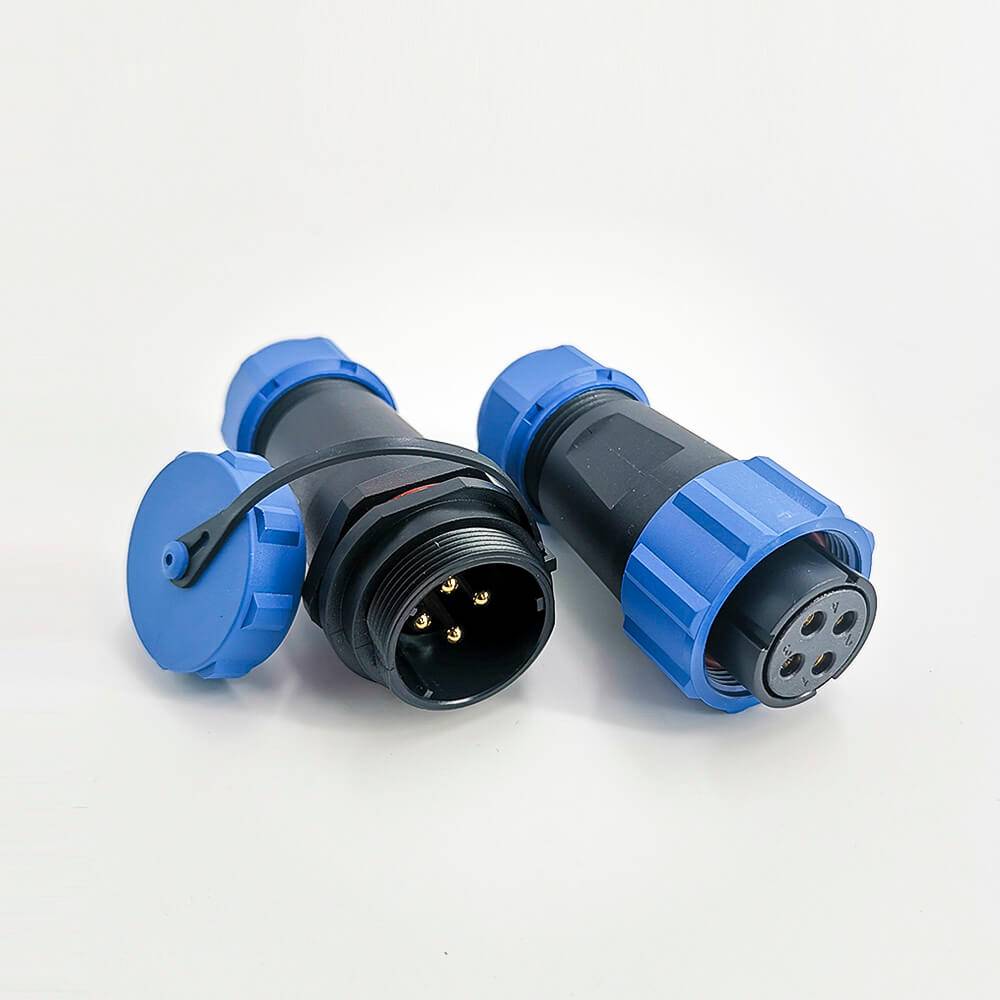 Elecbee SP21 Series Waterproof Aviation connector 4 pin Straight Solder Type Female Plug and Male In-line cable Socket one pair