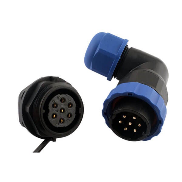 Elecbee SP29 Series Waterproof Aviation connector 10 pin Right Angle Solder Type Male Plug and Female Rear-nut mount Socket one pair