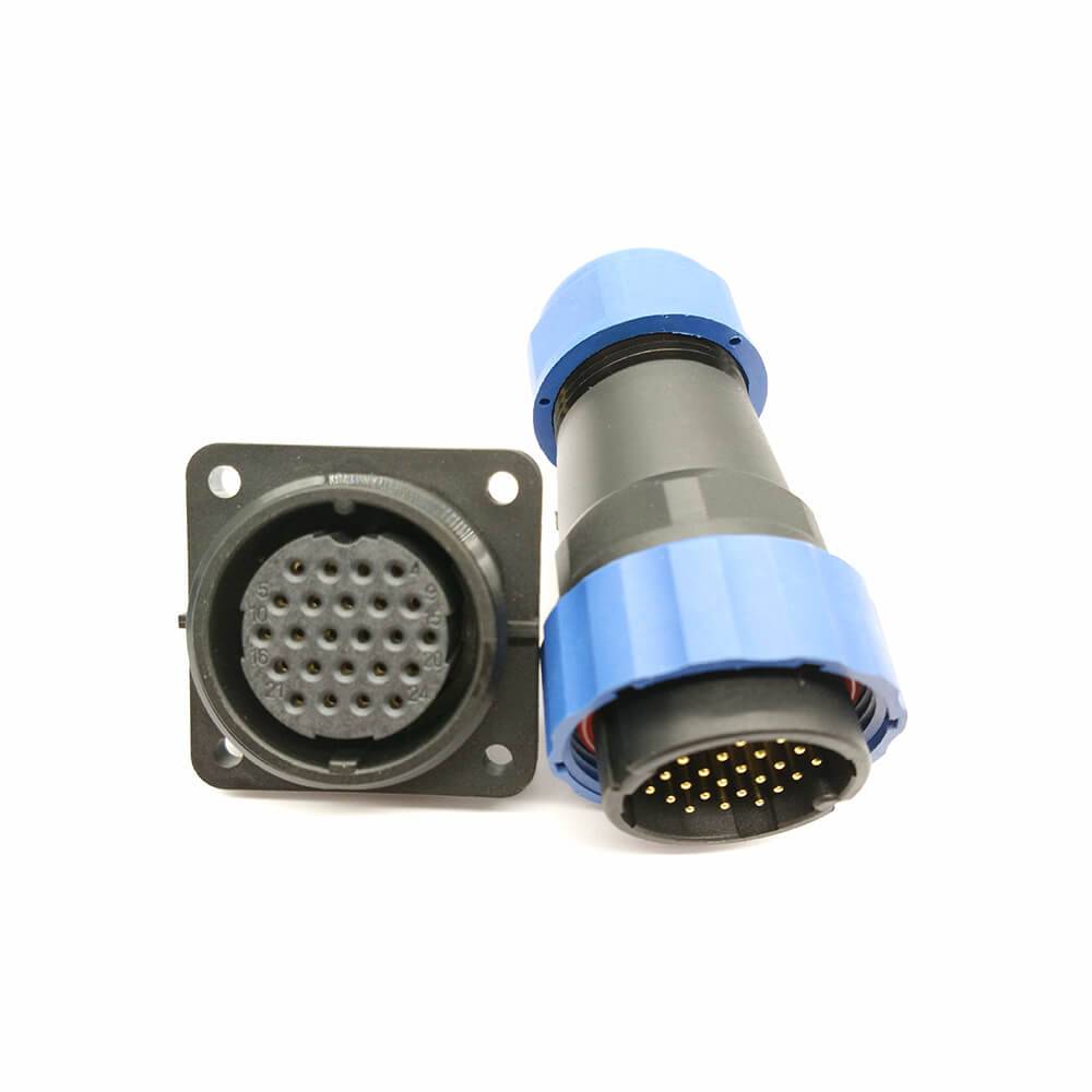 Elecbee SP29 Series Waterproof Aviation connector 24 pin Straight Solder Type Male Plug and Female 4-hole flange Socket one pair