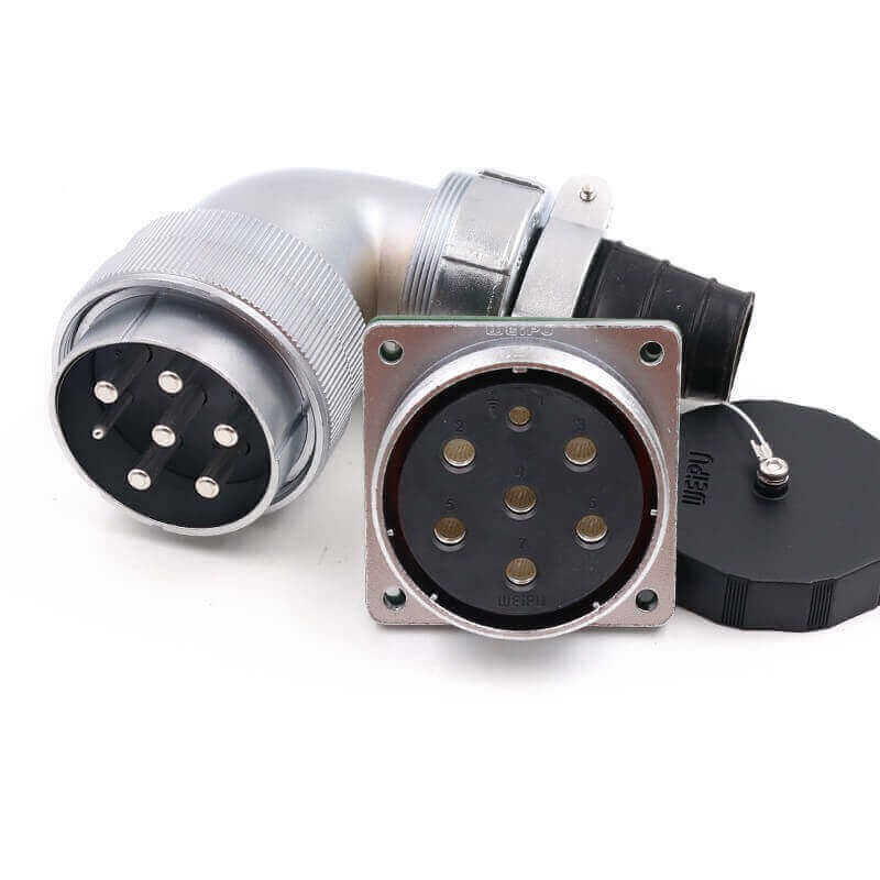 Elecbee Aviation Male Plug and Female Socket WF55/7 pin Right Angle TV+Z Waterproof Circular Connector