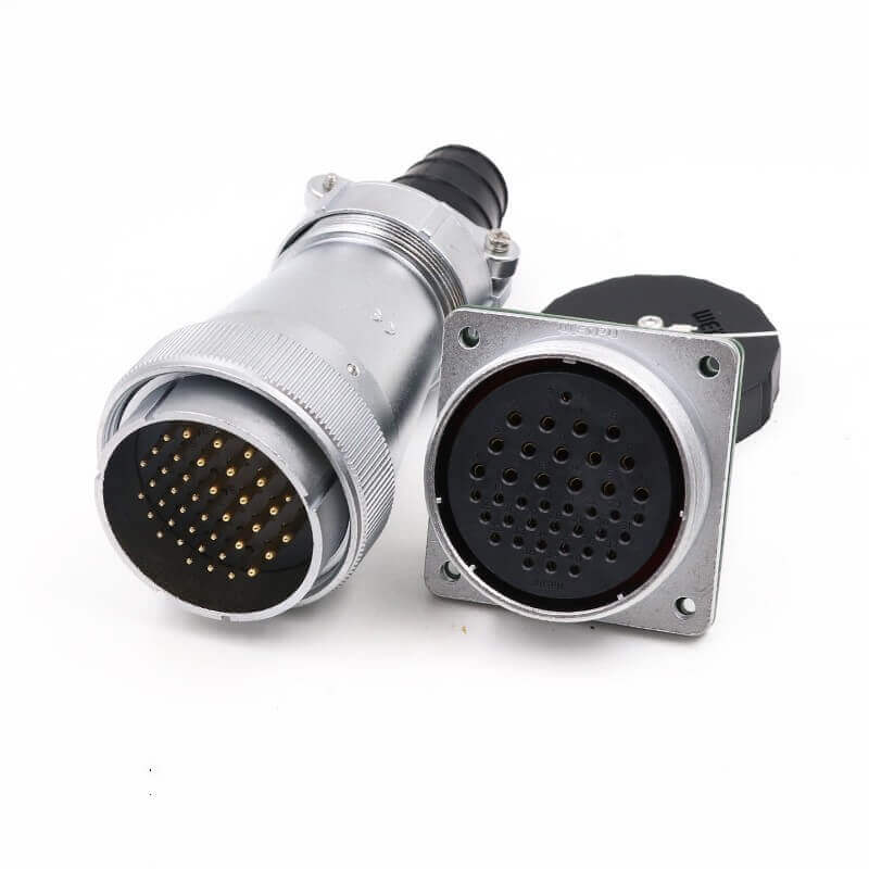 Elecbee WF55-40pin Aviation Circular Waterproof Connector Straight Cable TI+Z Male Plug and Female Square Socket