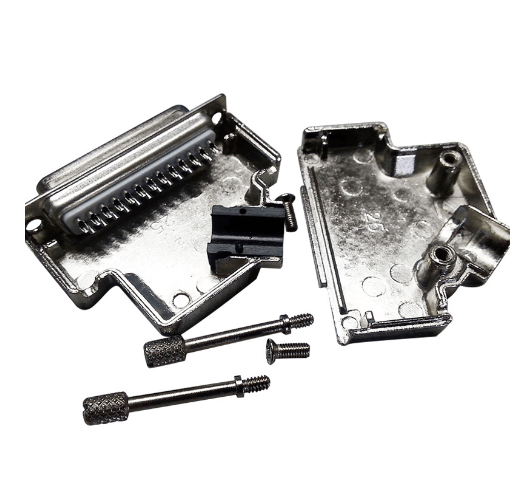 Elecbee D SUB 25 Shell 45 degrees 25Pin Zinc Alloy Silver 