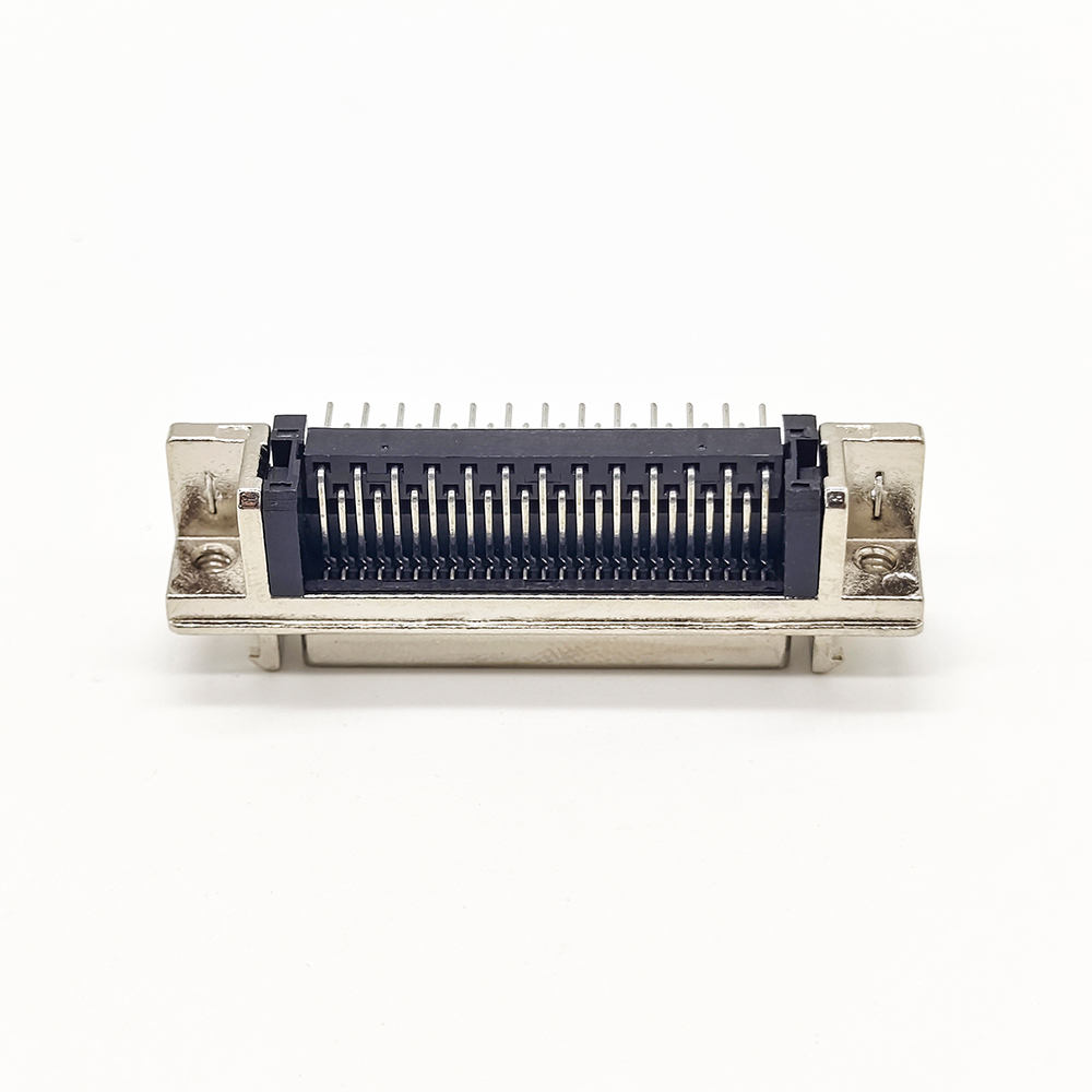 Elecbee SCSI 50Pin Right Angled Female Connector Through Hole with Harpoon