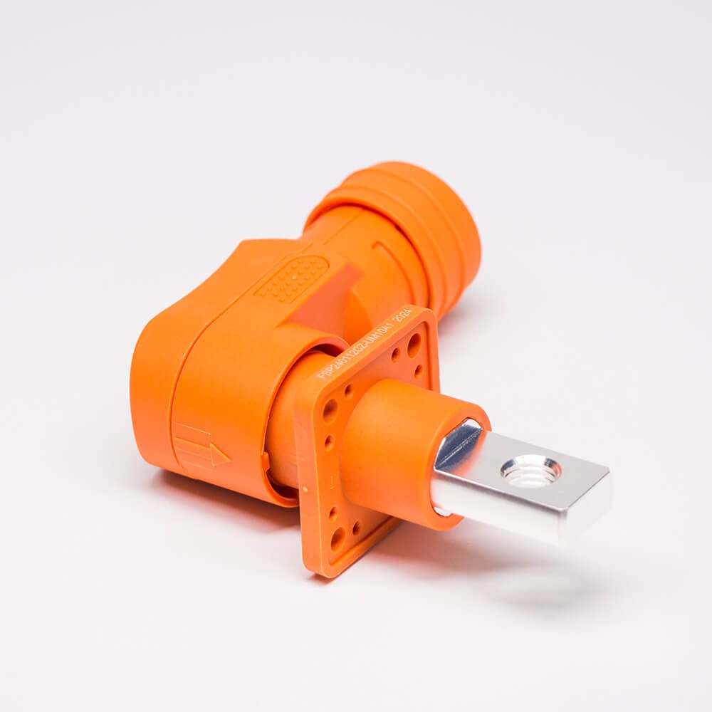 Elecbee Energy Storage Connector Right Angle 12mm Orange IP54 350A High Current Waterproof Connector Male Socket