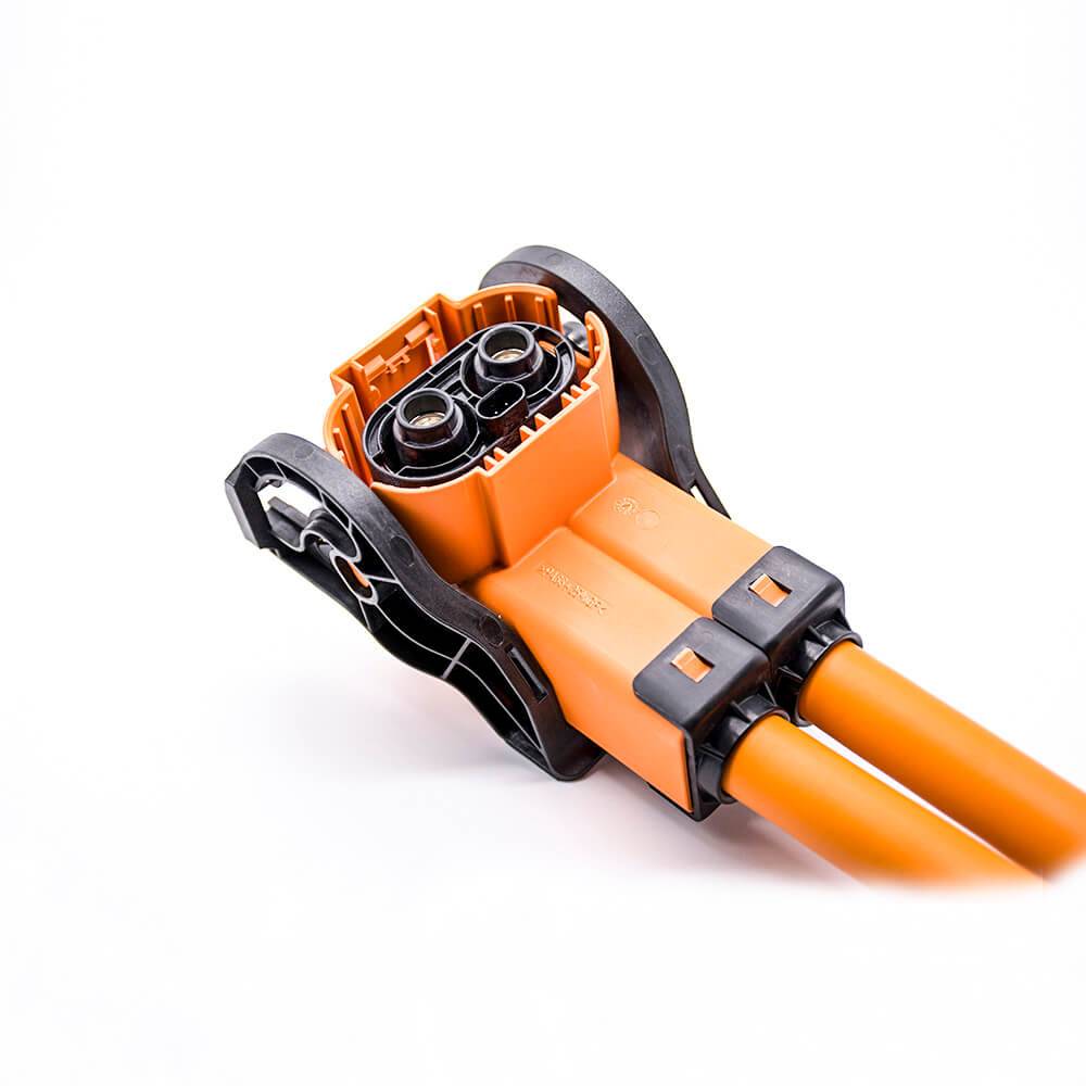 Elecbee High Voltage Interlock 8mm A Code Right Angle 2 Pin Plastic 200A Plug and Socket 35mm²