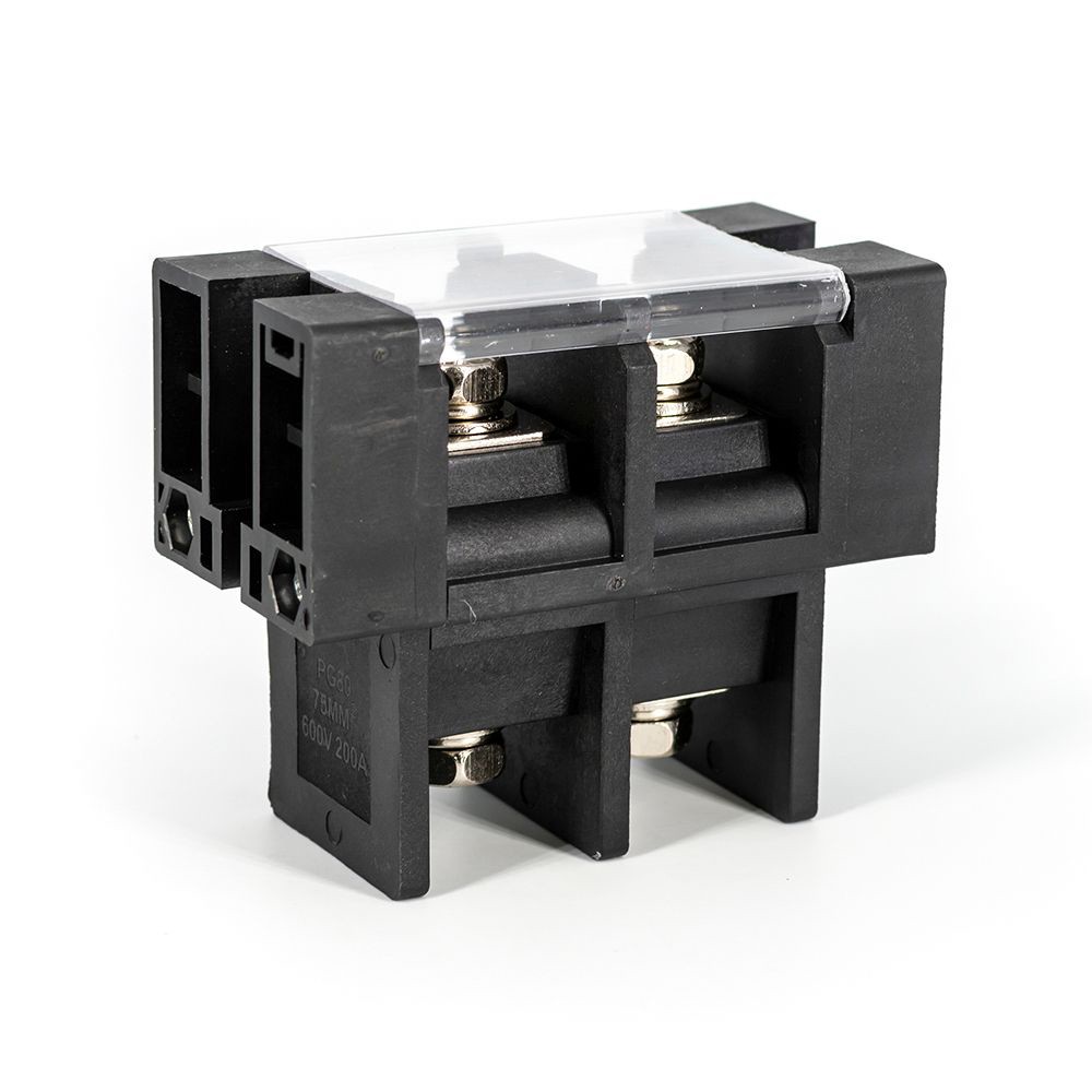 Elecbee Panel Feed Through Terminal Block 2 Pin 200A 600V 80mm2 UL94-V0