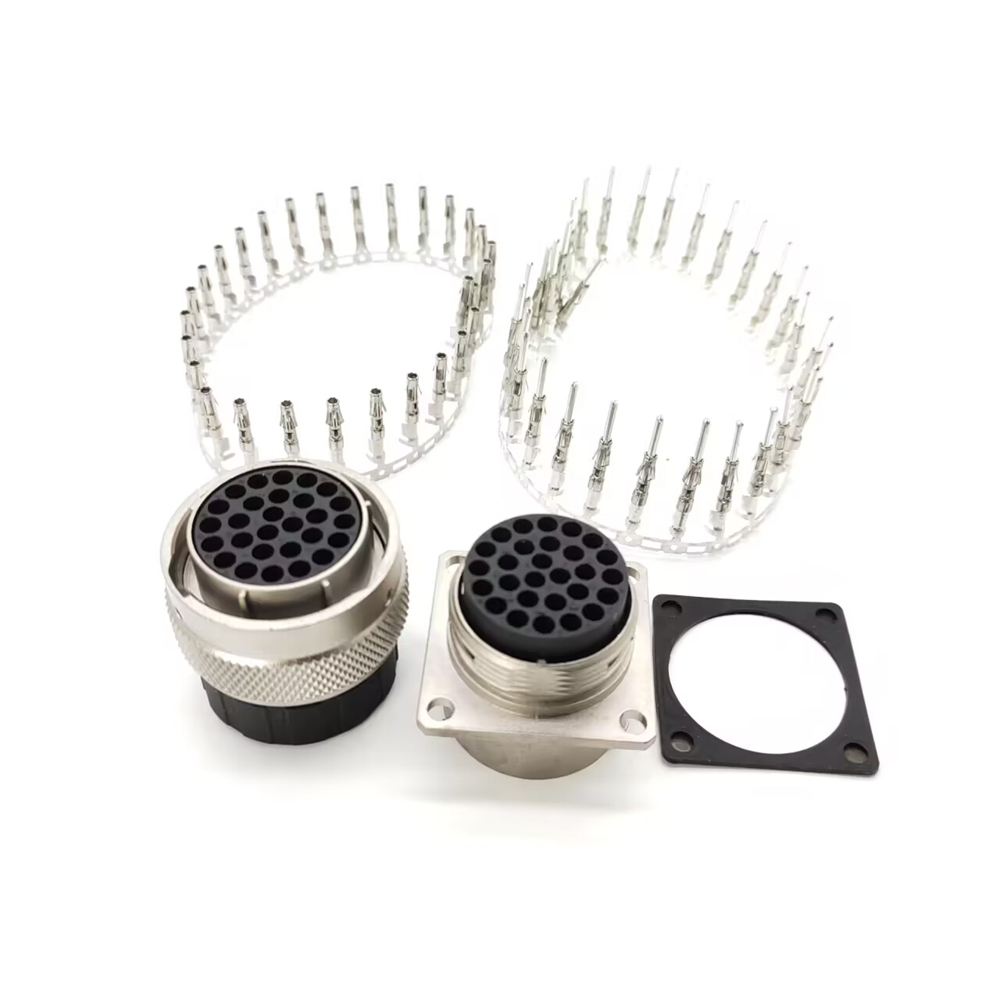 Elecbee 28芯新能源汽车连接器 压接端子 直式塑料尾罩插头插座 28个公端子 28个母端子