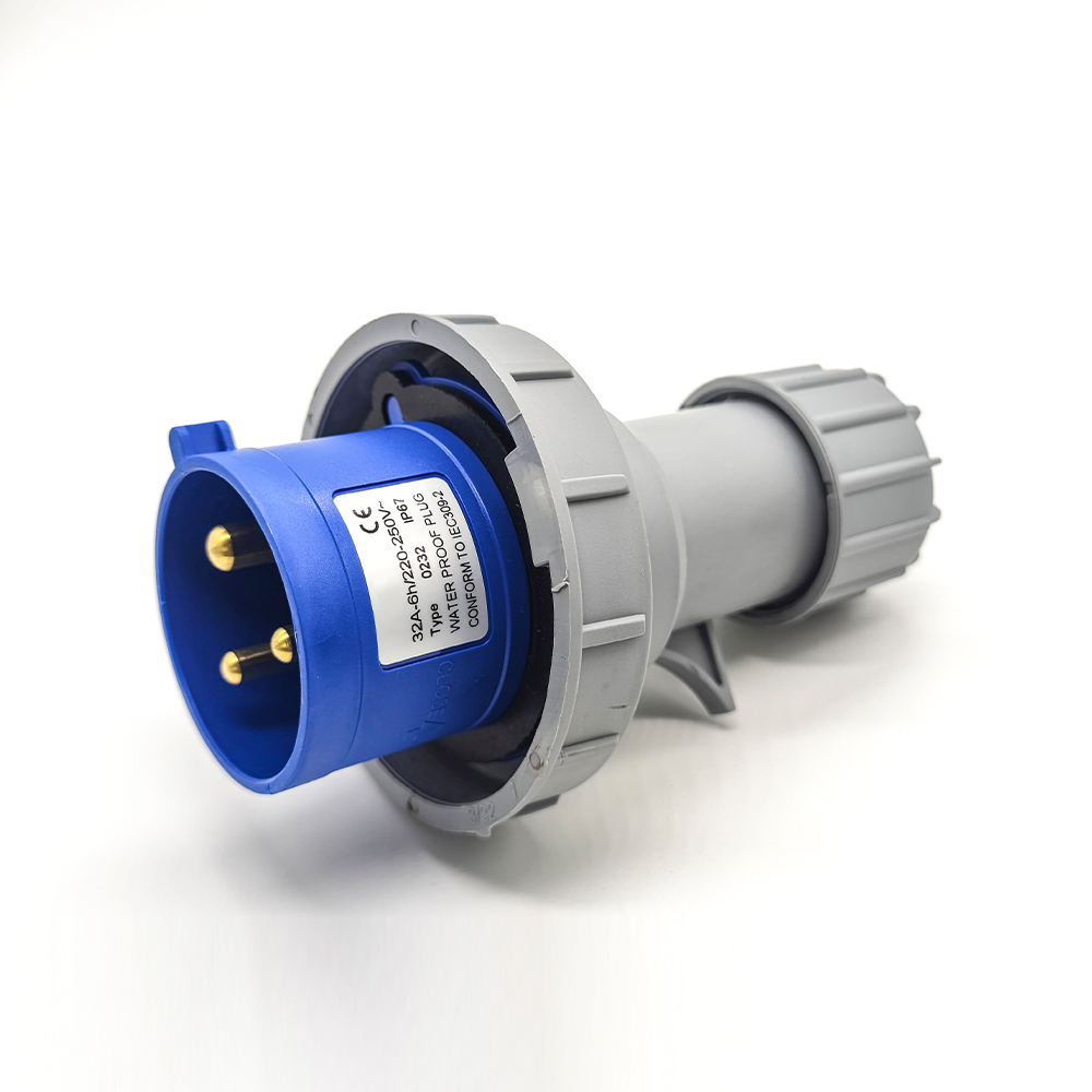 CEE Industrie-Stecker 32A, 3-polig, Blau, IP67 Wasserdicht – Für Baustelle, Marine & Mehr