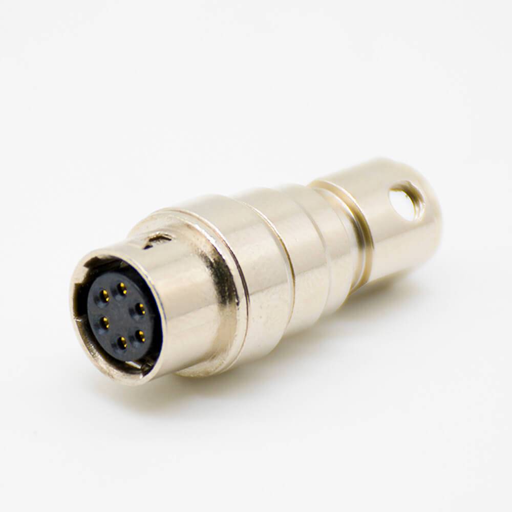 Elecbee 원형 커넥터 암 잭 플로트 장착 6 핀 스트레이트 솔더 컵 HR10 원형 푸시-풀 커넥터 5개