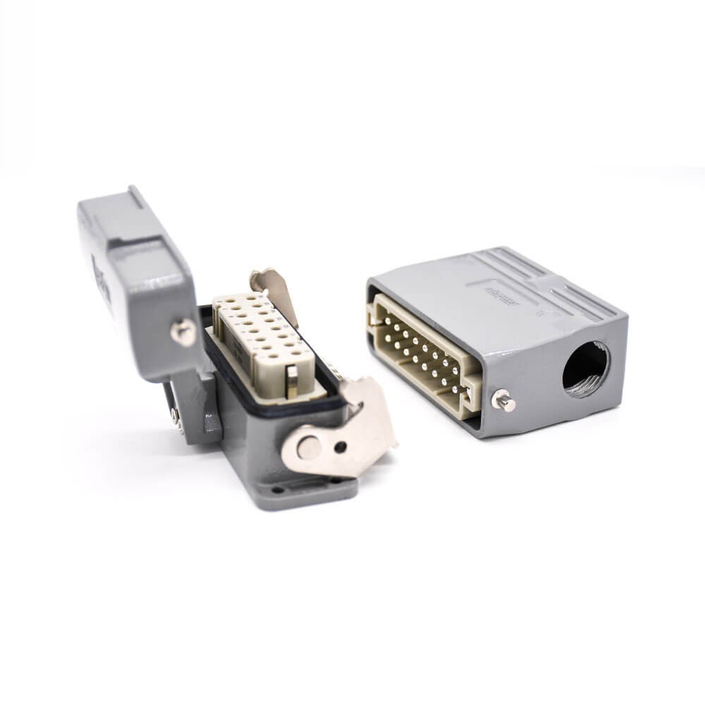 Elecbee 16 Pin Electrical Connector Heavy Duty H16A Female Butt-joint Male Silver Plating Size M25 Bulkhead Mounting