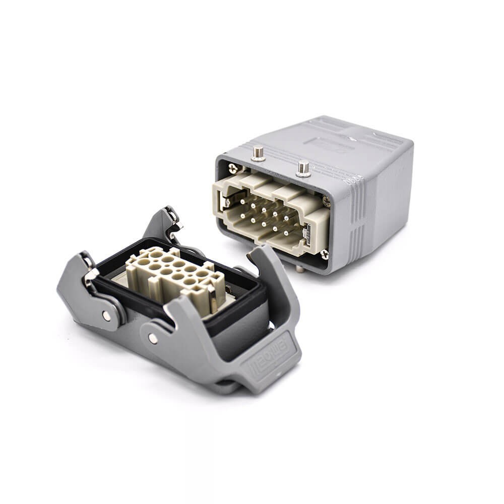 Elecbee 10 Pin Heavy Duty Connector H10B Button Female Butt-joint Male Silver Plating Size M25 Bulkhead Mounting