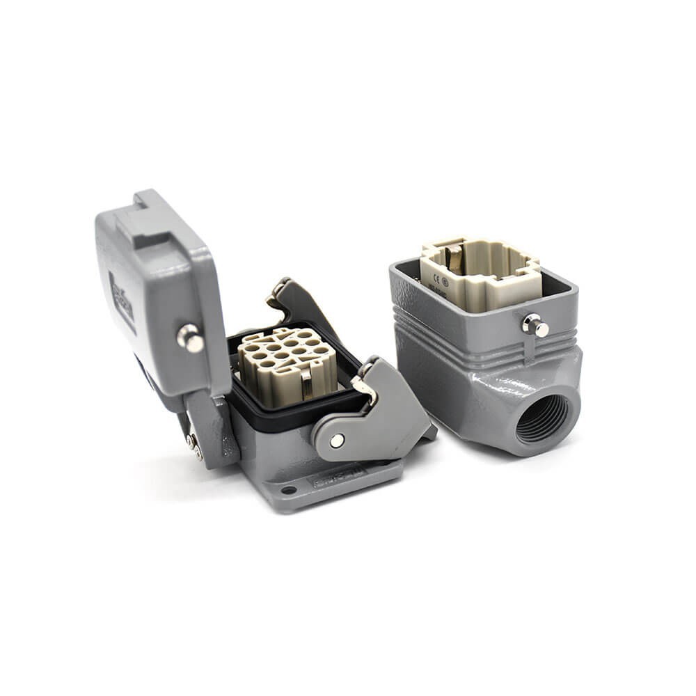 Elecbee 10 Pin Heavy Duty Connector H6B Male Without Contacts Bulkhead Mounting M20 Male Butt-Joint Female With Metal Dust Cover